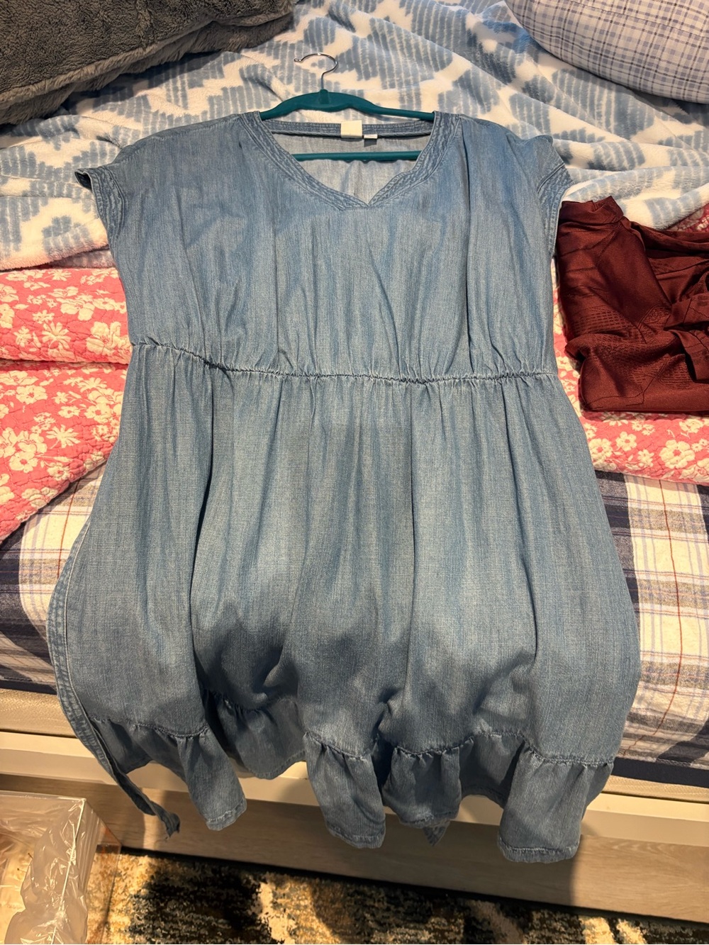 GAP Light Blue Denim Bubble Hem Dress